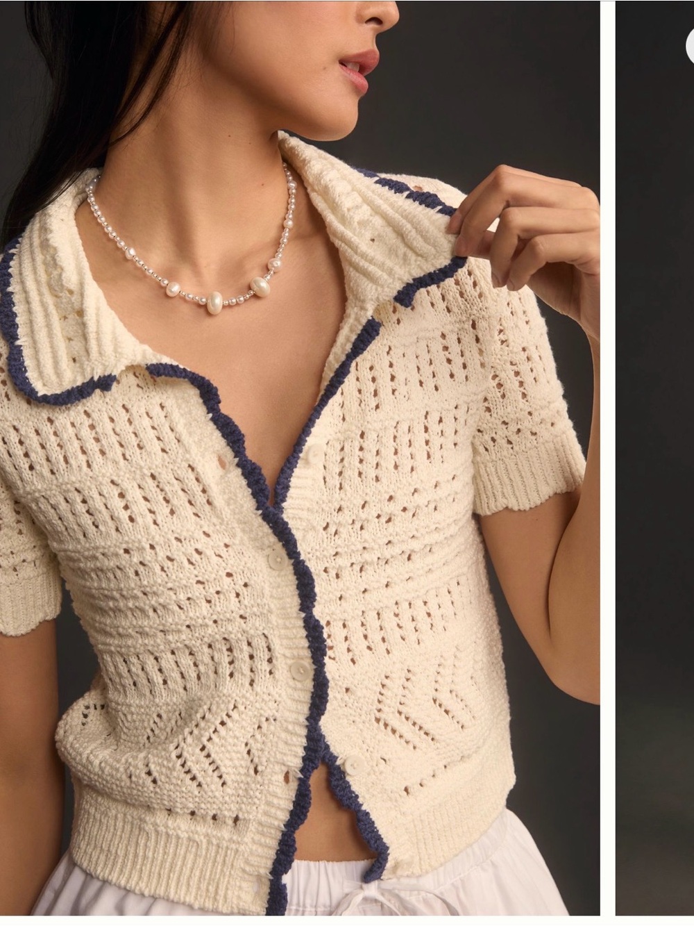 Anthropologie Maeve Open Stitch Polo Cardigan size M
